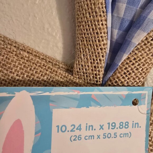 NWT Easter Bunny Embroidered Jute Burlap Sack wit Rabbit Ears Gift Bag 12" x 10" - Picture 6 of 6